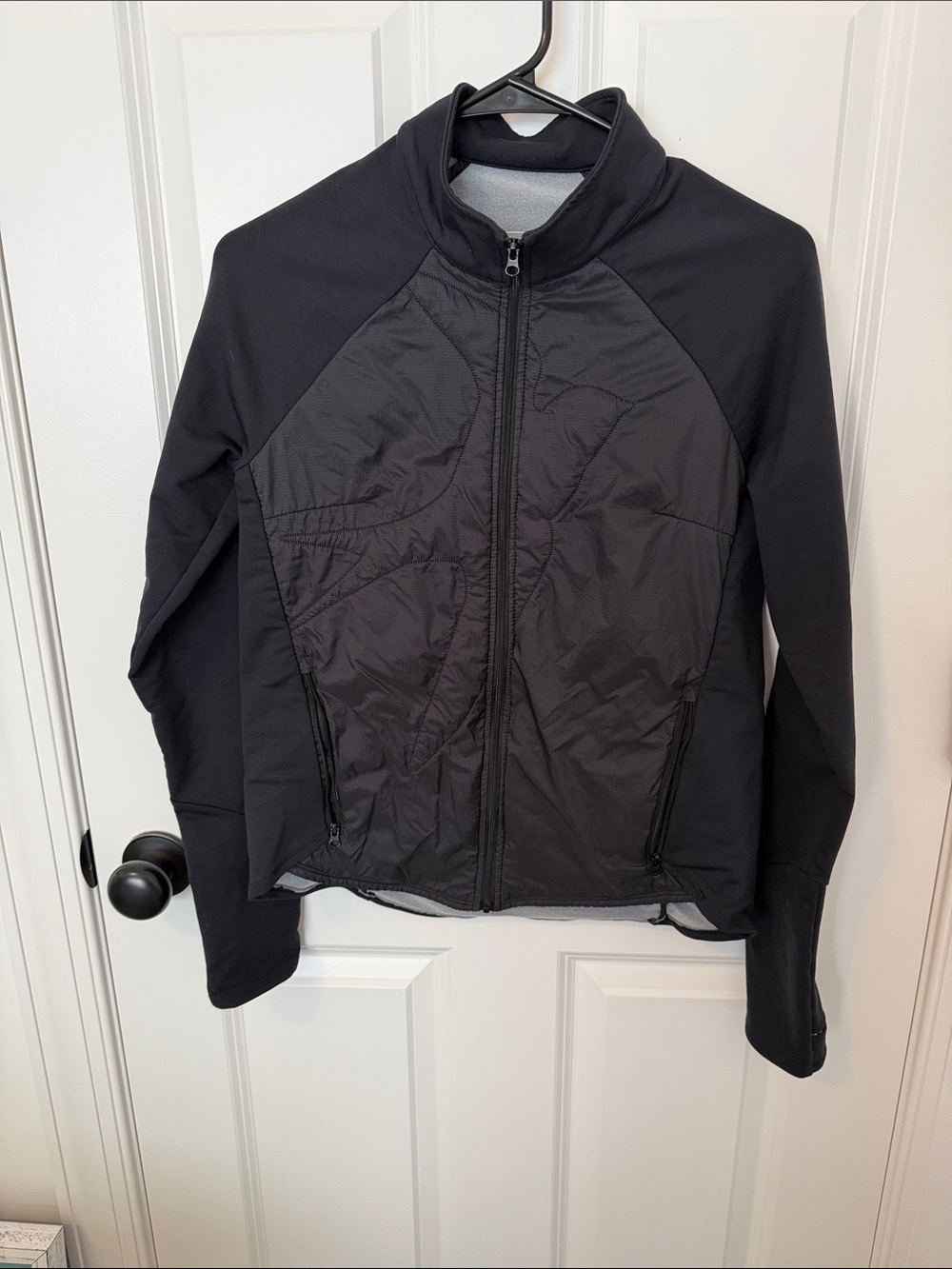 oiselle Black Quilted Lightweight Zip-Front Jacket